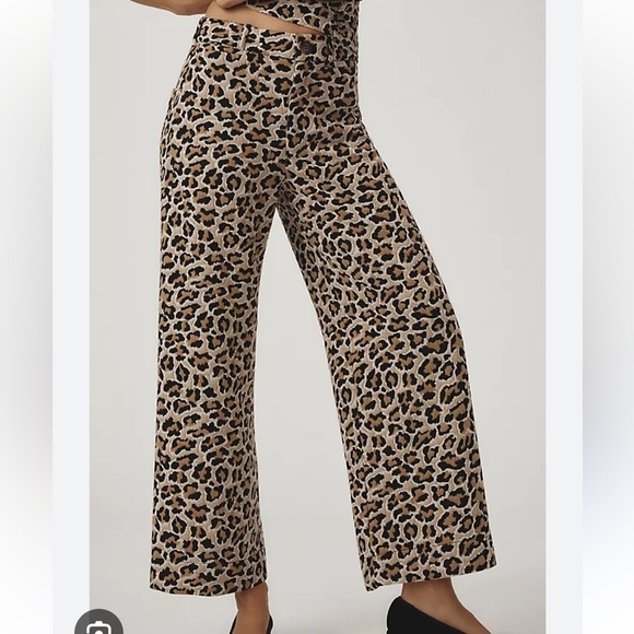 Maeve Pants - Anthropologie Maeve The Ettie Leopard Print Wide-Leg Pants New with Tags 29,27